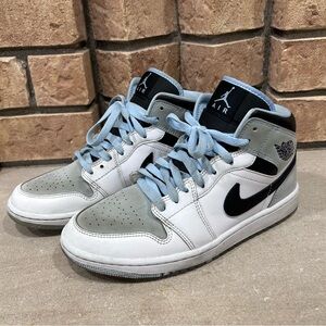 Air Jordan 1 Mid SE White Ice Blue Black DV1308-104 Men's Shoes Size 8 wmn’s 9.5